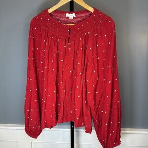 Treasure & Bond Red Print blouse 1X‎